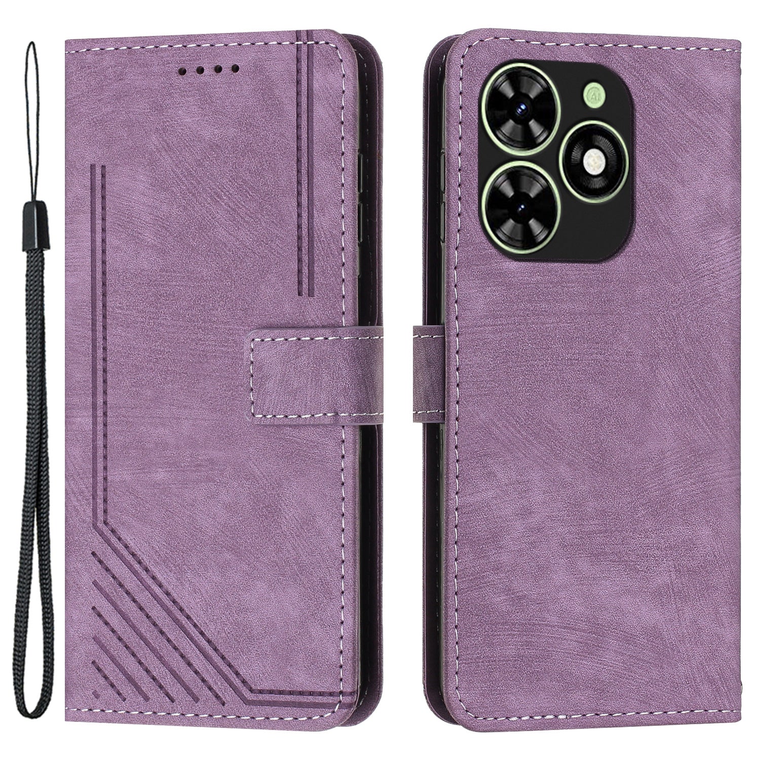 For Transsion Infinix Smart 8 4G Wallet PU Leather Case Line Imprinted Phone Cover Skin-Friendly Touch - Black For Transsion Infinix Smart 8 4G Wallet PU Leather Case Line Imprinted Phone Cover Skin-Friendly Touch - Black